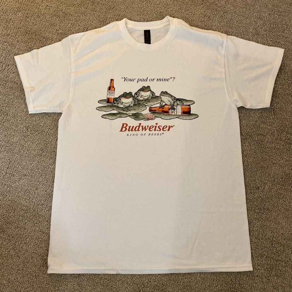 Budweiser Beer King of Beers Your Pad Or Mine Frog T-shirt L